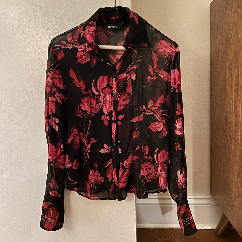 Vintage Express 100% silk floral top